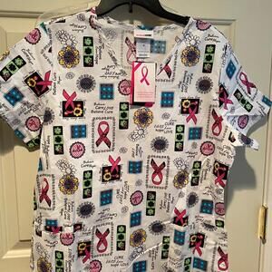 ScrubStar Women's Breast Cancer Awareness Scrub Top Medium